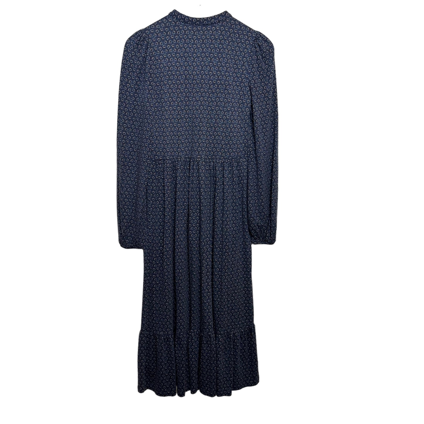 Boden Buttoned Jersey Floral Navy Midi Long Sleeve Dress 2