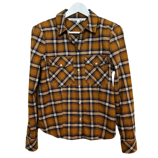 Veronica Beard Barnette Plaid Shirt Flannel Saffron Orange Western Button Down 4