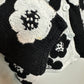 Vintage 90s Talbots Black and White Floral Color Block Cardigan Sweater Hand Knit Medium