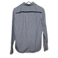 Loro Piana Button Up Shirt Collared Long Sleeve Striped Navy Blue and white Cotton Silk