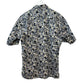 Short Sleeve Button Down Collared Shirt Tropical Print Elephants Cotton Large