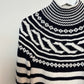 Talbots Fair Isle Navy and White Sweater Turtleneck Chunky Knit Small