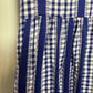 Vintage 70s Handmade Floral Midi Dress High Neck Short Sleeves Blue White Ruffles