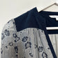Diane Von Furstenberg Silk Blouse Navy Blue and white Floral Henley 2