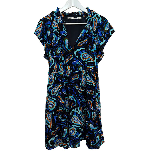 Marie Oliver Frida Dress Midnight Paisley Dress Blue Black Mini Short Sleeve Small
