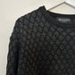 Vintage 90s Brandini Chunky Knit Grandpa Sweater Black Grey Crewneck XL