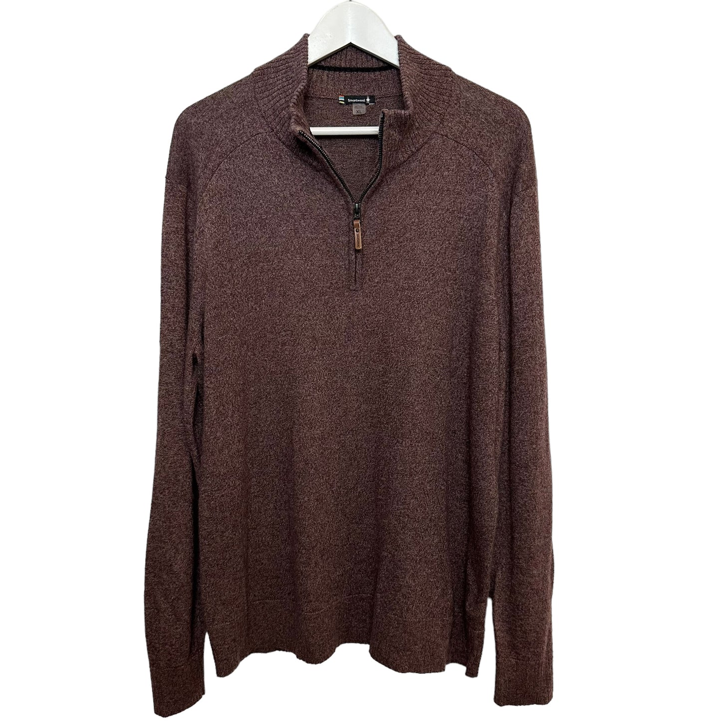 Smartwool Sparwood Half Zip Sweater Heather Brown Merino Wool Blend XL