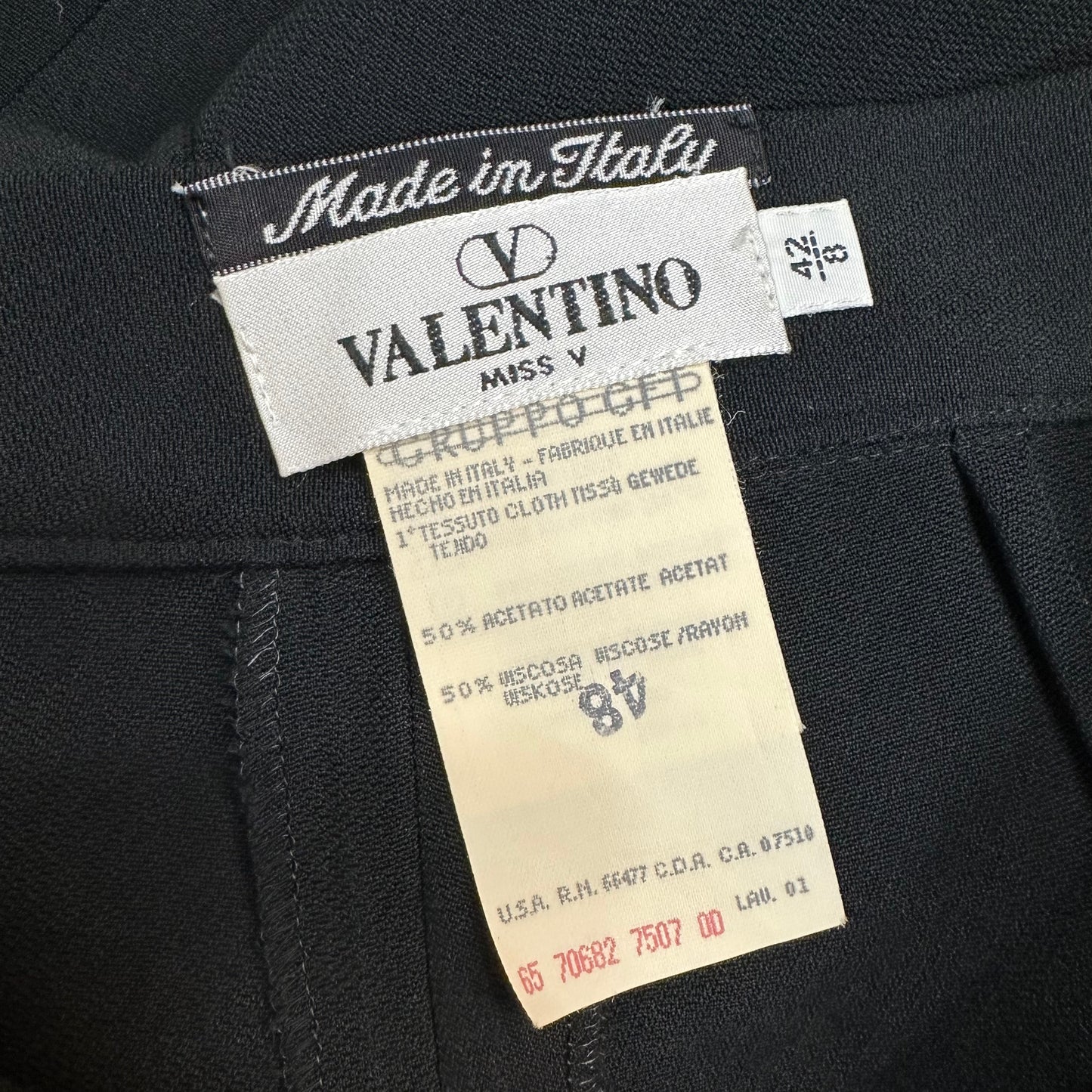 Vintage 90s Valentino Miss V Black Trouser Pants Pleat Front High Rise Straight Leg 8