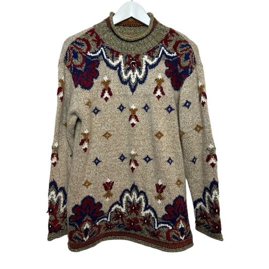 Vintage 90s Lizsport Liz Claiborne Sweater Rollneck Neutral Earth Tones Small