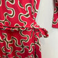 J. McLaughlin Lila Shirt Collar Wrap Dress Pink Brown Geometric Pattern Small