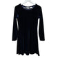 Vintage 90s Moda Int Blue Velvet Long Sleeve Dress Fit and Flare Made in the USA Medium Petite