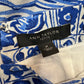 Ann Taylor Tile Wrap Pencil Skirt Blue White Midi 2 Petite