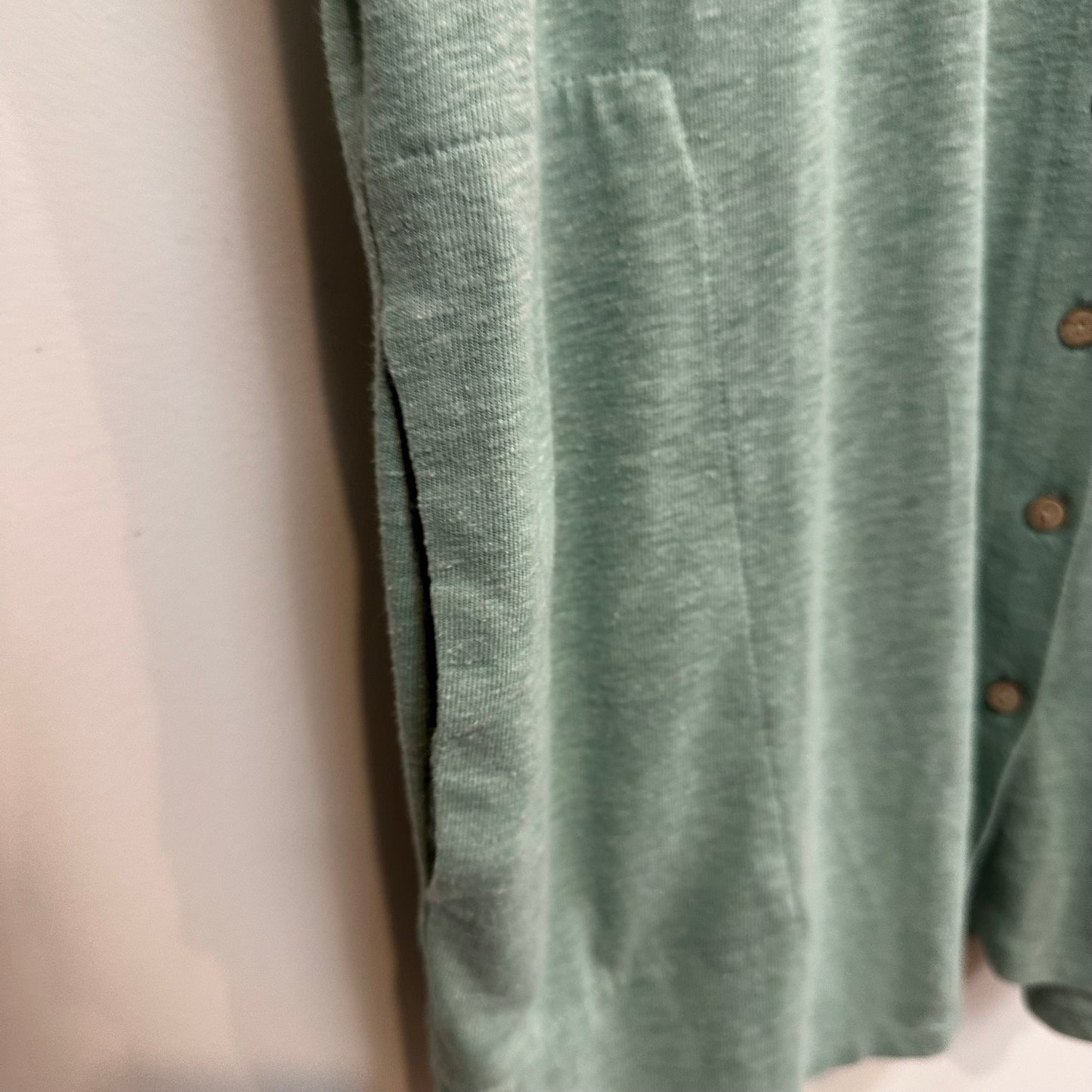 Free People Beach Promenade Mini Dress Green Seaglass Long Sleeve Button Down Large
