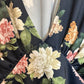 BHLDN Leila Deep V Flutter Sleeve Satin A Line Gown Floral Navy 8