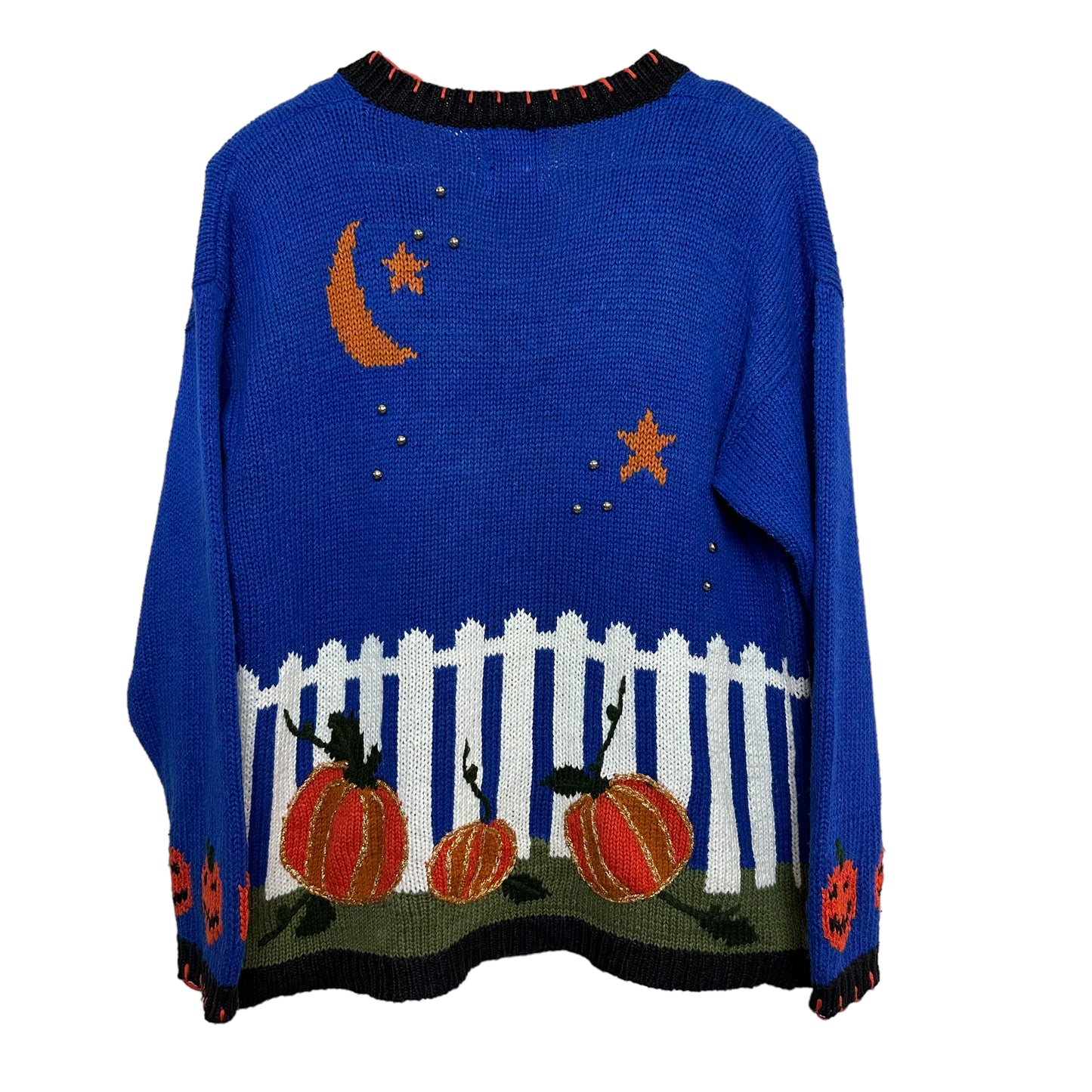 Vintage 90s Spice of Life Halloween Sweater Chunky Knit Pumpkin Cats Witches Medium
