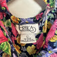 Vintage 80s 90s Erika Floral Midi Dress Cross Back Button Front Rayon Large