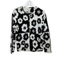 Vintage 90s Talbots Black and White Floral Color Block Cardigan Sweater Hand Knit Medium