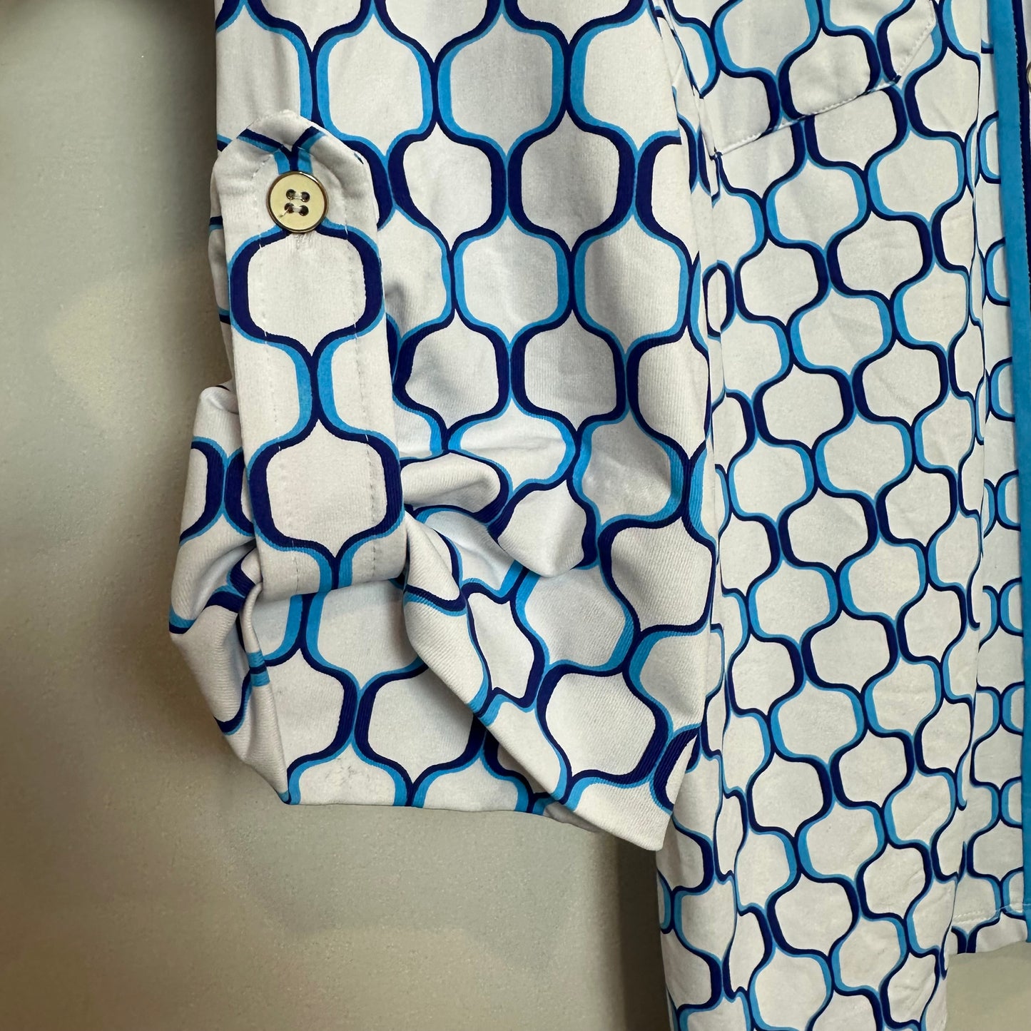 J. Mclaughlin Monroe Top Button Up Collared Shirt Blue White Catalina Cloth XS