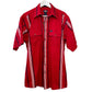 Dickies Short Sleeve Button Down Collared Shirt Red Striped Retro Work Shirt Large