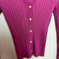 Vince Ribbed V-Neck Cardigan Pink Rosea Ribbed Knit Small
