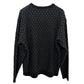 Vintage 90s Brandini Chunky Knit Grandpa Sweater Black Grey Crewneck XL