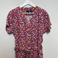 Vintage 90s Liz Sport Floral Romper Pink Rayon Medium