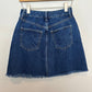 Boden Button Through Denim Mini Jean Skirt Button Down Dark Wash Raw Hem Patch Pocket 2