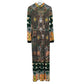 Vintage 60s 70s City Scene Maxi Dress Abstract Floral Boho Long Sleeve Medium