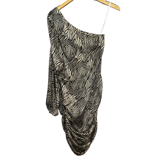 L'Academie Layla Black & Tan Tiger Print Mini Dress Revolve Satin One Shoulder Small