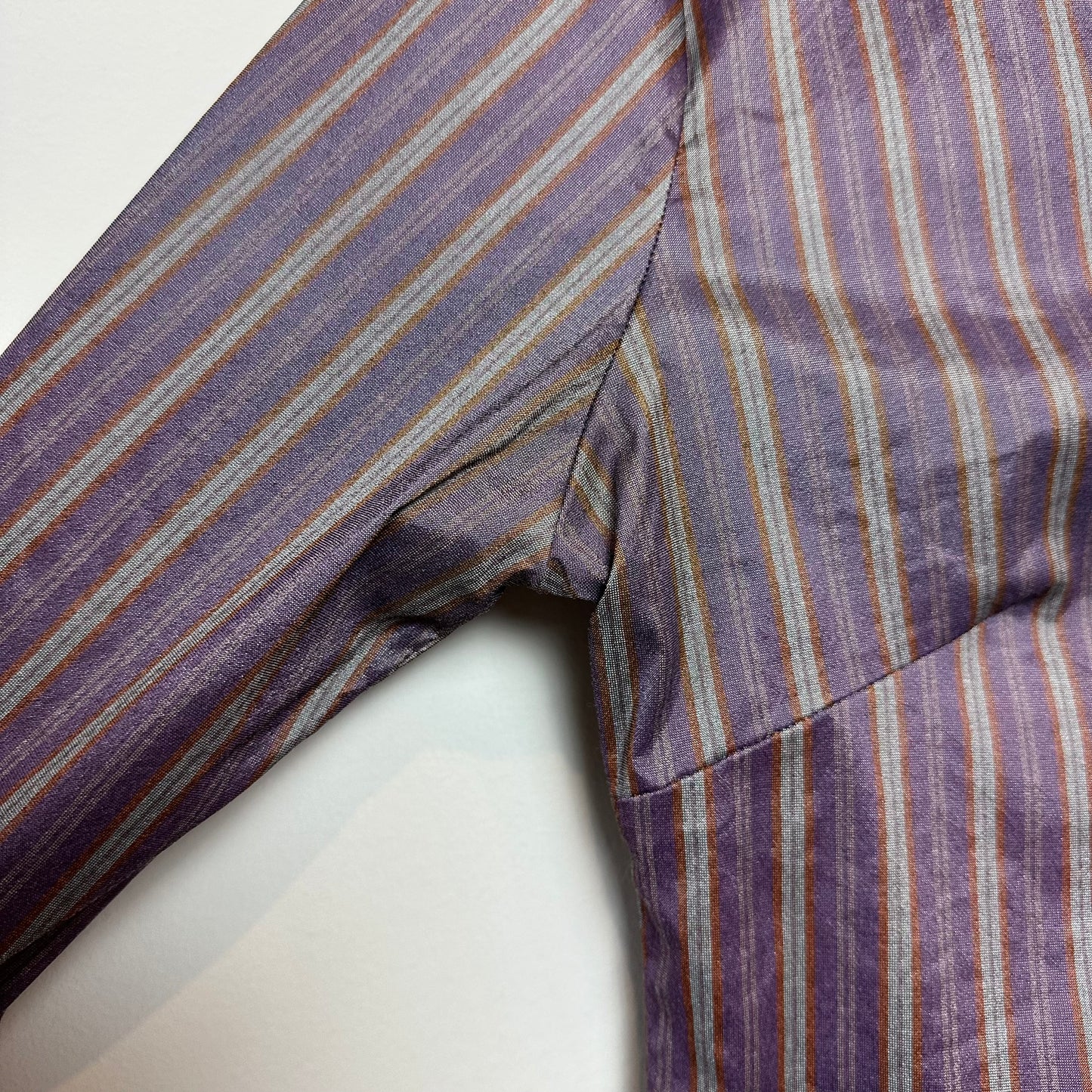 Y2K Vintage Flatiron Workshop metallic Cropped Long Sleeve Button Down Collared Shirt Striped Small