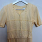 Vintage 90s Miss Dorby Yellow Midi Dress Short Sleeve Tie Back Small Petite