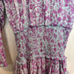Hemant & Nandita Layla Smocked Waist Mini Dress Purple Sequins Long Sleeve XS