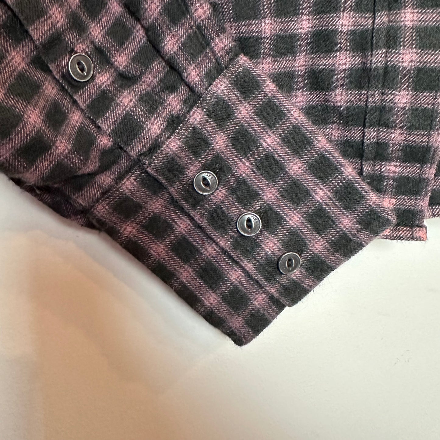 Rag & Bone Iris Plaid Flannel Shirt Black Pink Collared Button Up XS
