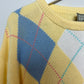 Vintage 80s Christopher Hayes Chunky Knit Argyle Grandpa Sweater Pastel  Cotton XL