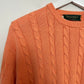 Vintage Greenwich Cable Knit Sweater Orange Sherbet Chunky Cotton Large