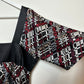 Y2K Trina Turk Silk Dress Geometric Patterned Red Black Grey Kimono Babydoll 12