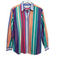 Vintage 90s Talbots Rainbow Bold Striped Button Up Collared Shirt Cotton Medium