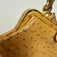 Vintage Saks Fifth Avenue Leather Purse Handbag Top Handle Crossbody Ostrich Printed