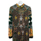 Vintage 60s 70s City Scene Maxi Dress Abstract Floral Boho Long Sleeve Medium