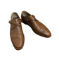 Michael Kors Collection Robbie Leather Monk Strap Oxford Shoes Brown Leather 38