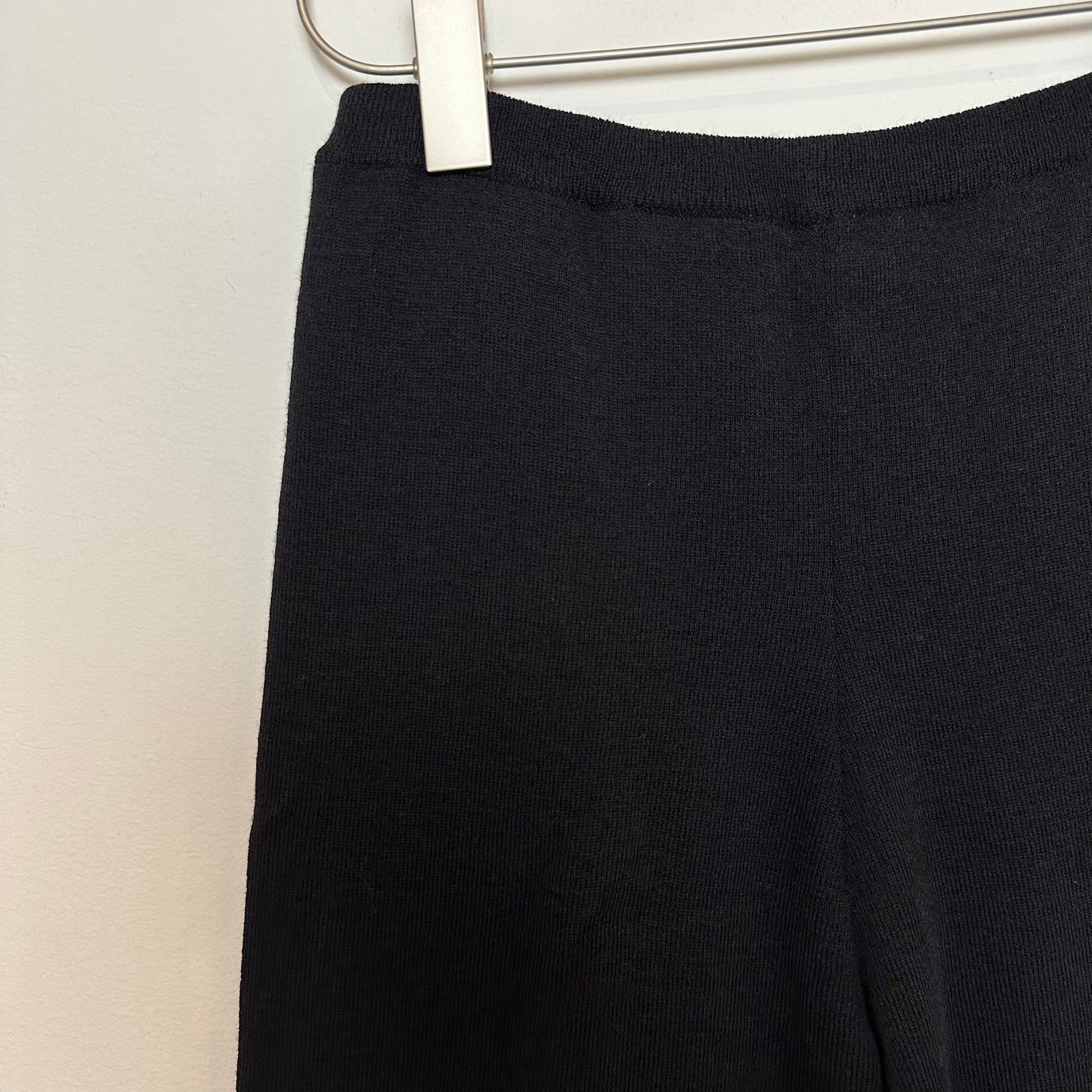 Eileen Fisher Black Wool Knit Slim Pants Pull On High Rise Straight Leg Trouser XS