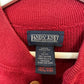 Vintage 90s Land's End Red Henley Sweater Knit Pullover Grandpa Cotton Large