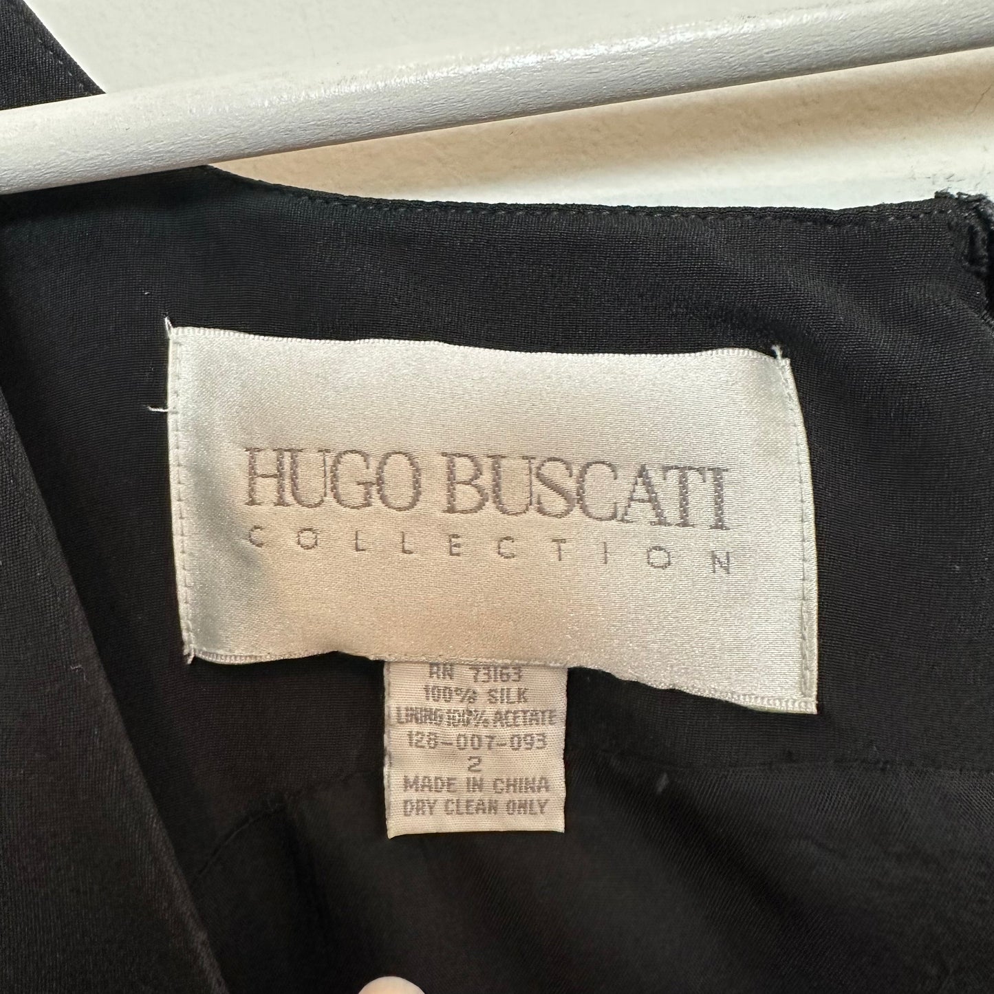 Vintage 90s Hugo Buscati Silk Black Dress Mini Tank Sleeveless