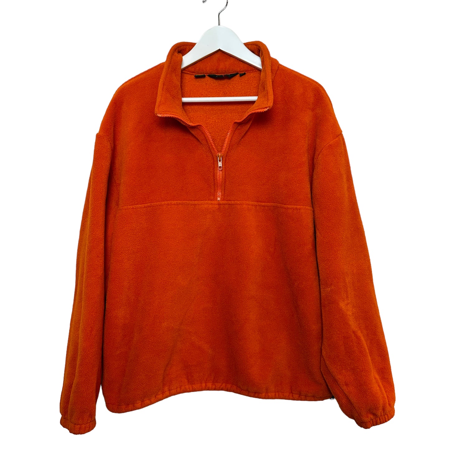 Vintage 90s J. Crew Fleece Pullover Pumpkin Orange Made in the USA XL