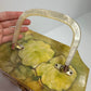 Vintage 70s Wooden Box Bag Yellow Floral Decoupage