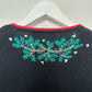 Vintage 90s Orvis Christmas Cardigan Sweater Cardinal and Holly Chunky Knit Medium