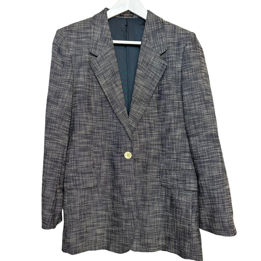 Vintage Elizabeth Wesley Blazer Boyfriend Black Patterned Single Button 8