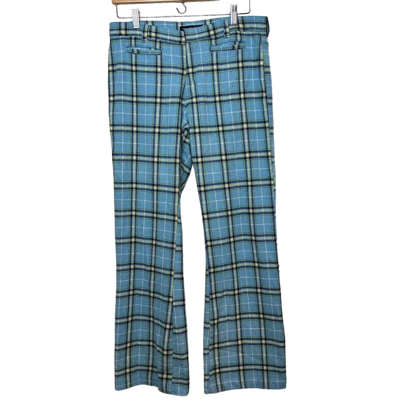 Vintage Y2K Abercrombie & Fitch Wool Blend Plaid Pants Blue Green 8