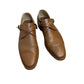 Michael Kors Collection Robbie Leather Monk Strap Oxford Shoes Brown Leather 38
