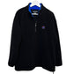 Vintage 90s Jantzen Fleece Pullover Half Zip Black Blue Cozy Warm Medium